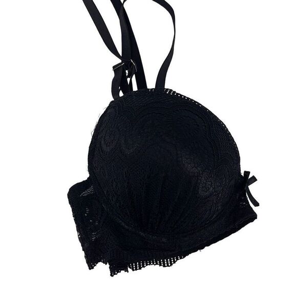 Womens Underwired‎ Bra Lace Crisscross Back Padded Cup Black Size 34B - Picture 3 of 4